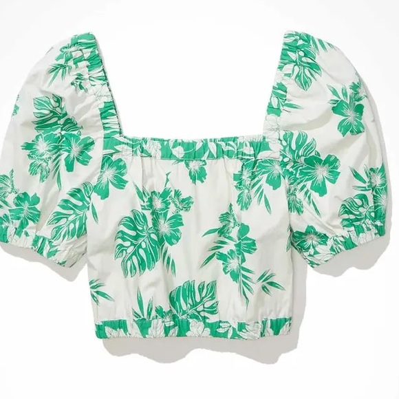 AMERICAN EAGLE | Square Neck Puff Sleeve Bubble Top Sz M - Picture 3 of 3